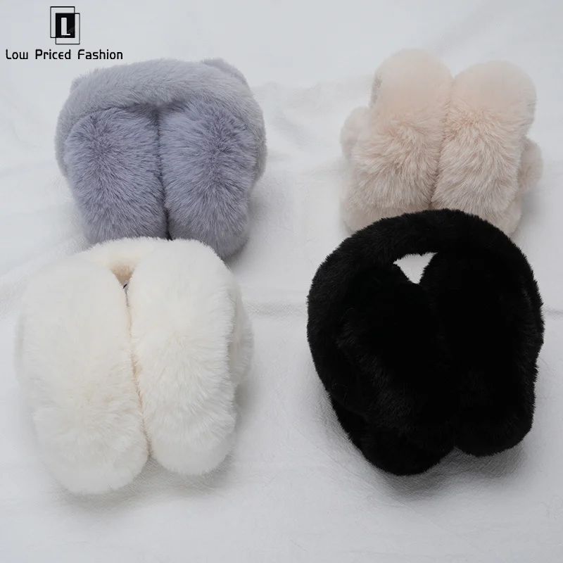 Soft Plush หูอุ่นฤดูหนาว Earmuffs สําหรับผู้หญิงผู้ชายแฟชั่นกลางแจ้ง Earflap ป้องกันหู-muffs สีทึบฝาครอบหู