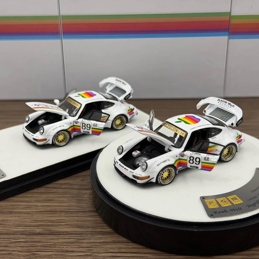 

PGM 1:64 RWB964 Белый Appl 89 # Полностью открывающаяся модель автомобиля из литого металла