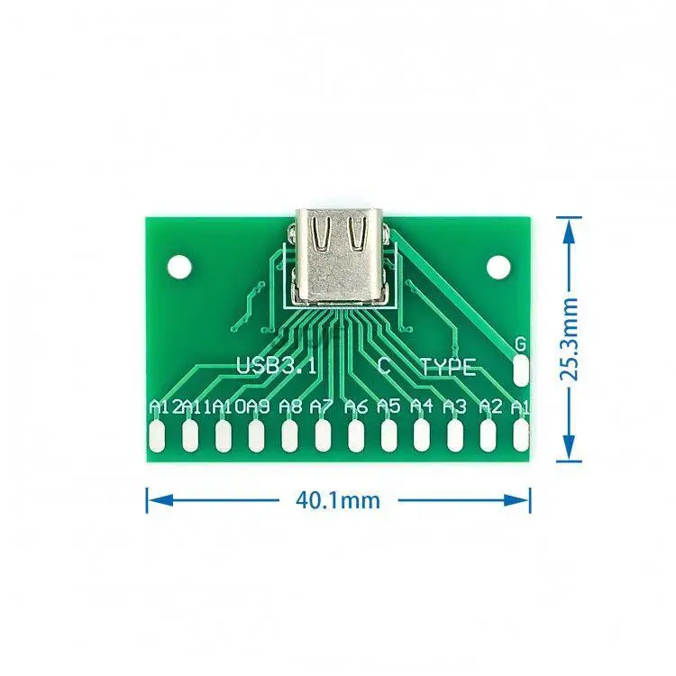 TYPE-C Female Head Test Board USB 3.1 Connector adapter board with PCB board 24P base to measure current conduction