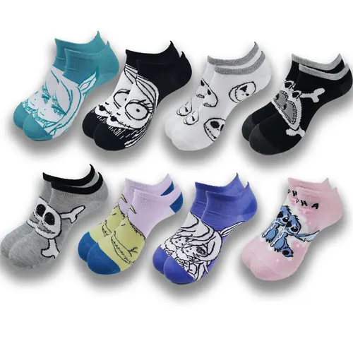 Imagen 1 del producto Calcetines náuticos con estampado de dibujos animados para hombre y mujer, medias transpirables invisibles de tobillo bajo, suaves y cómodas en verano