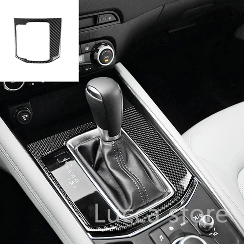 Imagen 2 del producto Cubierta de caja de cambio de marchas de fibra de carbono para Mazda, moldura de decoración, marco Interior de coche, accesorios para Mazda CX-5, CX5, KF, 2017-2022