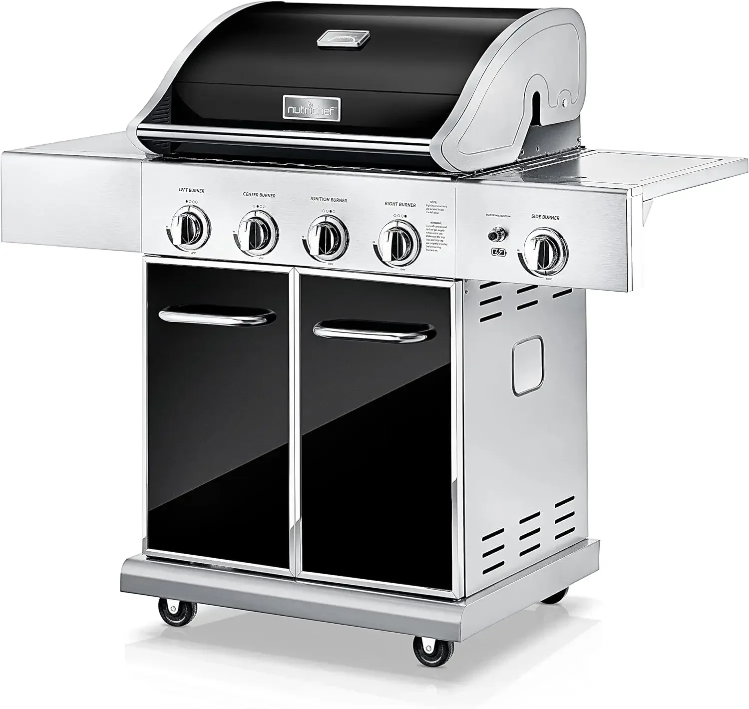 

Heavy-Duty 5-Burner Propane Gas Grill - Stainless Steel Grill, 4 Main Burner with 1 side burner, 52,000 BTU Grilling Capacity