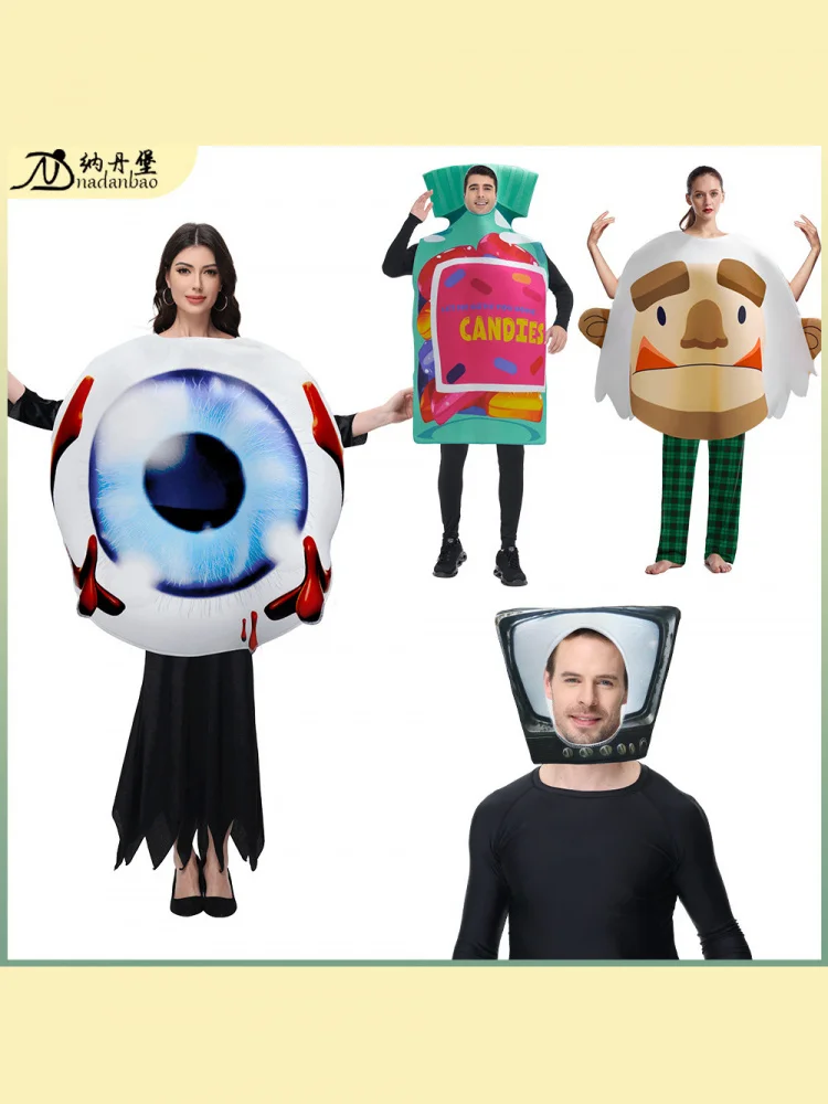 

Snow Monster Eye Prop Costume Sponge Printed Halloween Adult Party Clothing Elastic Fiber High Content Stage Performance Outfit