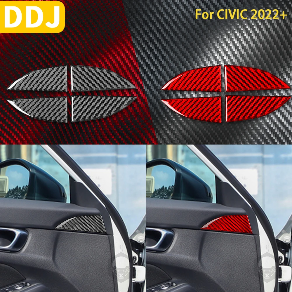 

For Civic 2022 Accessories Carbon Fiber Car Interior Inner Door Panel Groove Pad Trim Sticker Decoration