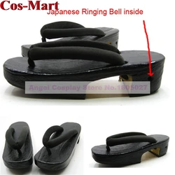 [In Stock] Cos-Mart Fashion Wood Shoes Cospla High Quality Two Style Colors Clogs With The Bell Unisex Daily Waer Best Selling