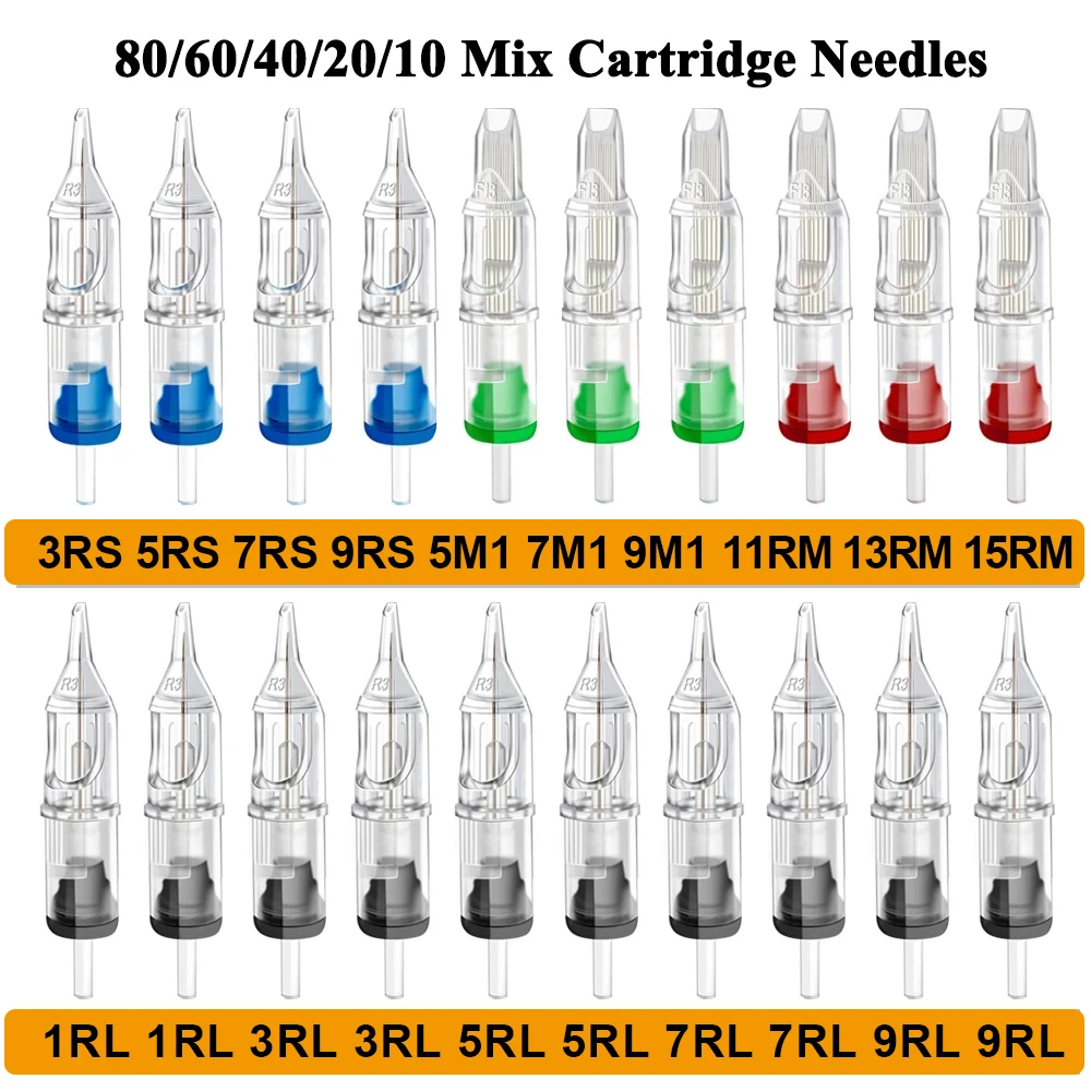 

80/60/40/20/10 шт., Одноразовые стерилизованные тату-иглы
