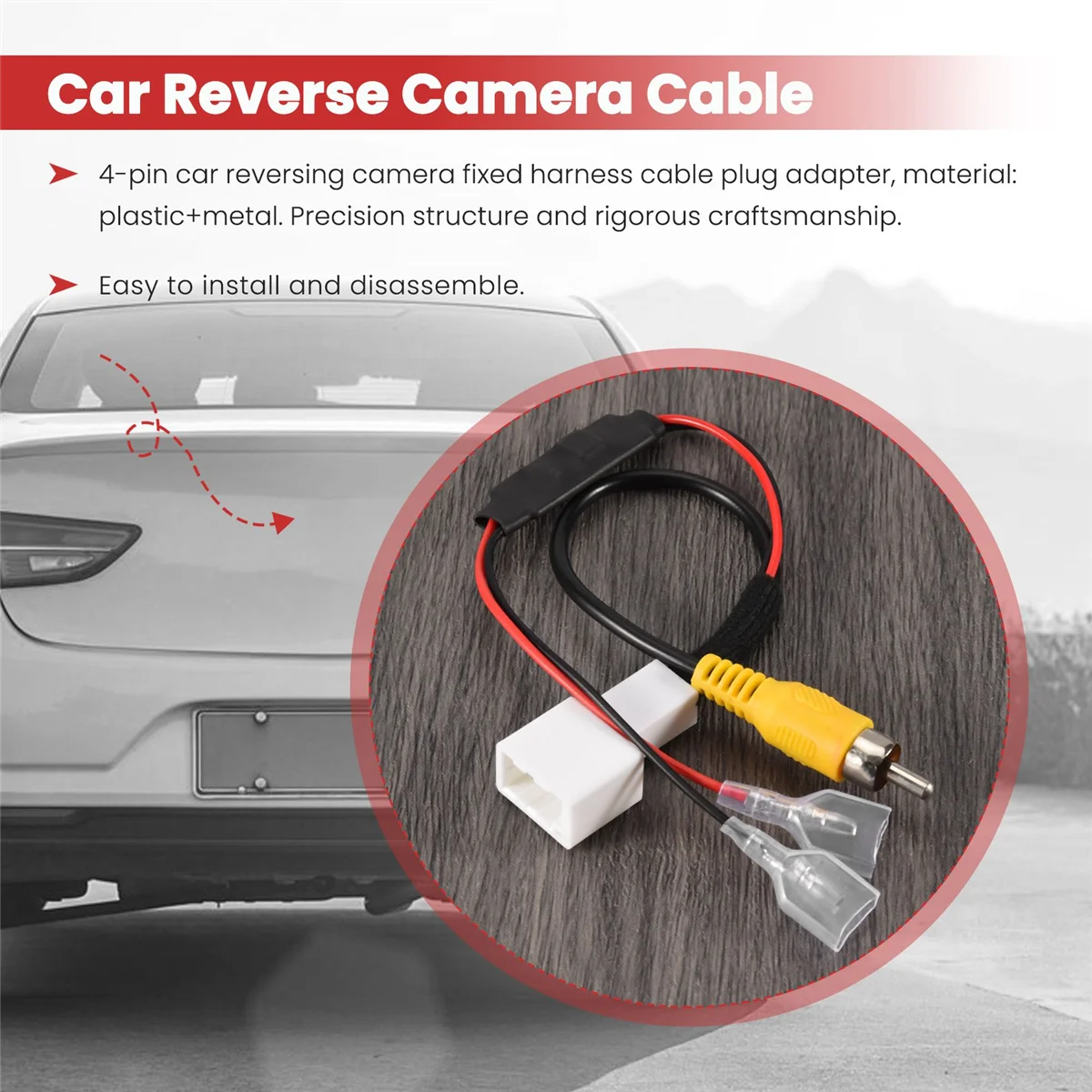 4 Pin Car Reverse Camera Retention Wiring Harness Cable Plug Adapter Connector Fit for