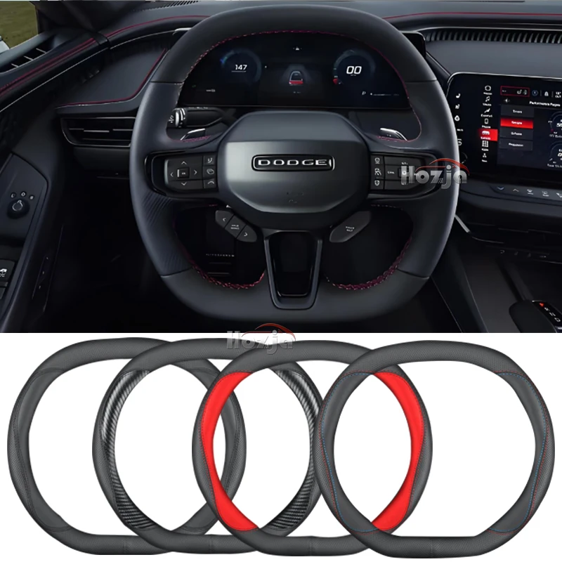 

Leather Car Steering Wheel Cover for Dodge Charger Daytona 2024 2025 Non-slip Auto Interior Accessories
