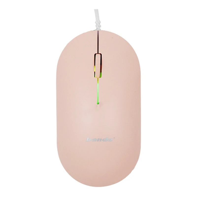 Banda B700 Computer Mouse, Non-Slip and Sweat-Proof Portable USB Ergonomic Wired Mouse for Pc and Laptop(Pink)