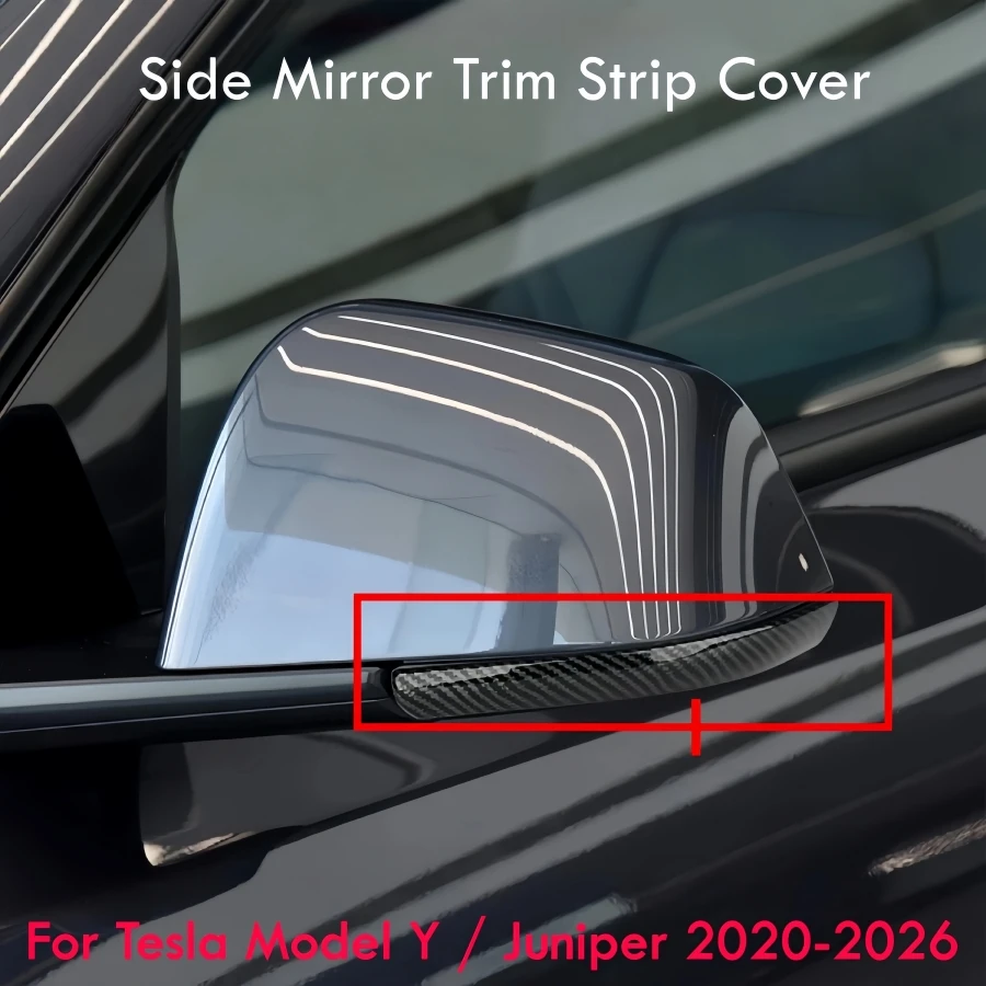 For Tesla Model Y / Juniper 2020-2026 Side Mirror Trim Strip Covers Rearview Mirrow Anti-Collision Strip Protect Strips 2PCS Set