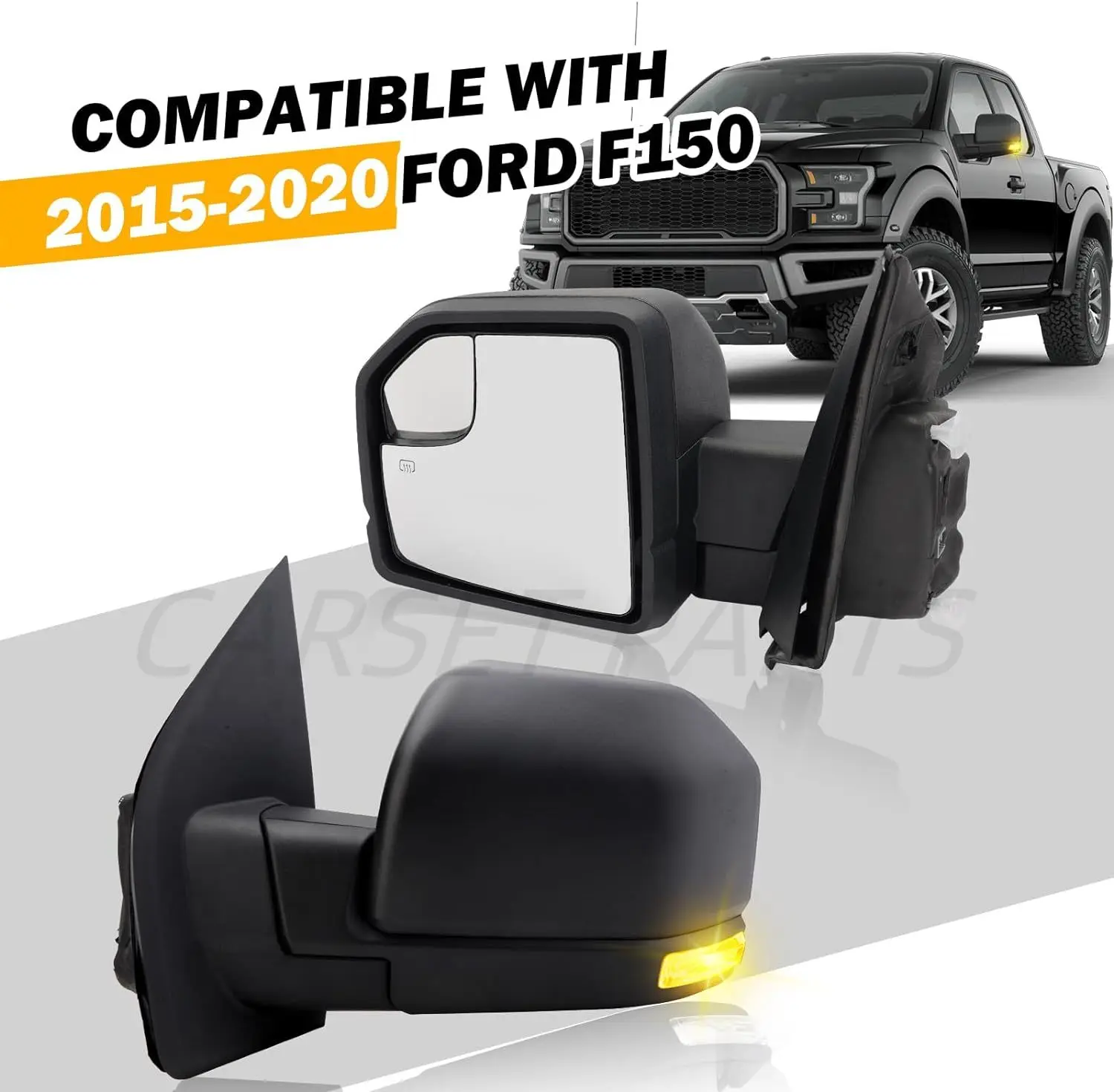 

Side Mirror Assembly for Ford F150 2015-2020 6 Pins with Power Glass Heated Signal Light Manual Folding FL3Z17682CB