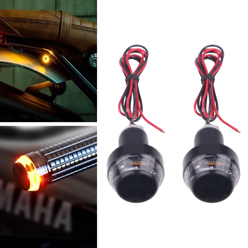 Señal de giro de agarre para motocicleta, 2 piezas, intermitente de extremo de agarre de mano para manillar de 22mm, luz de señal ámbar, accesorios universales