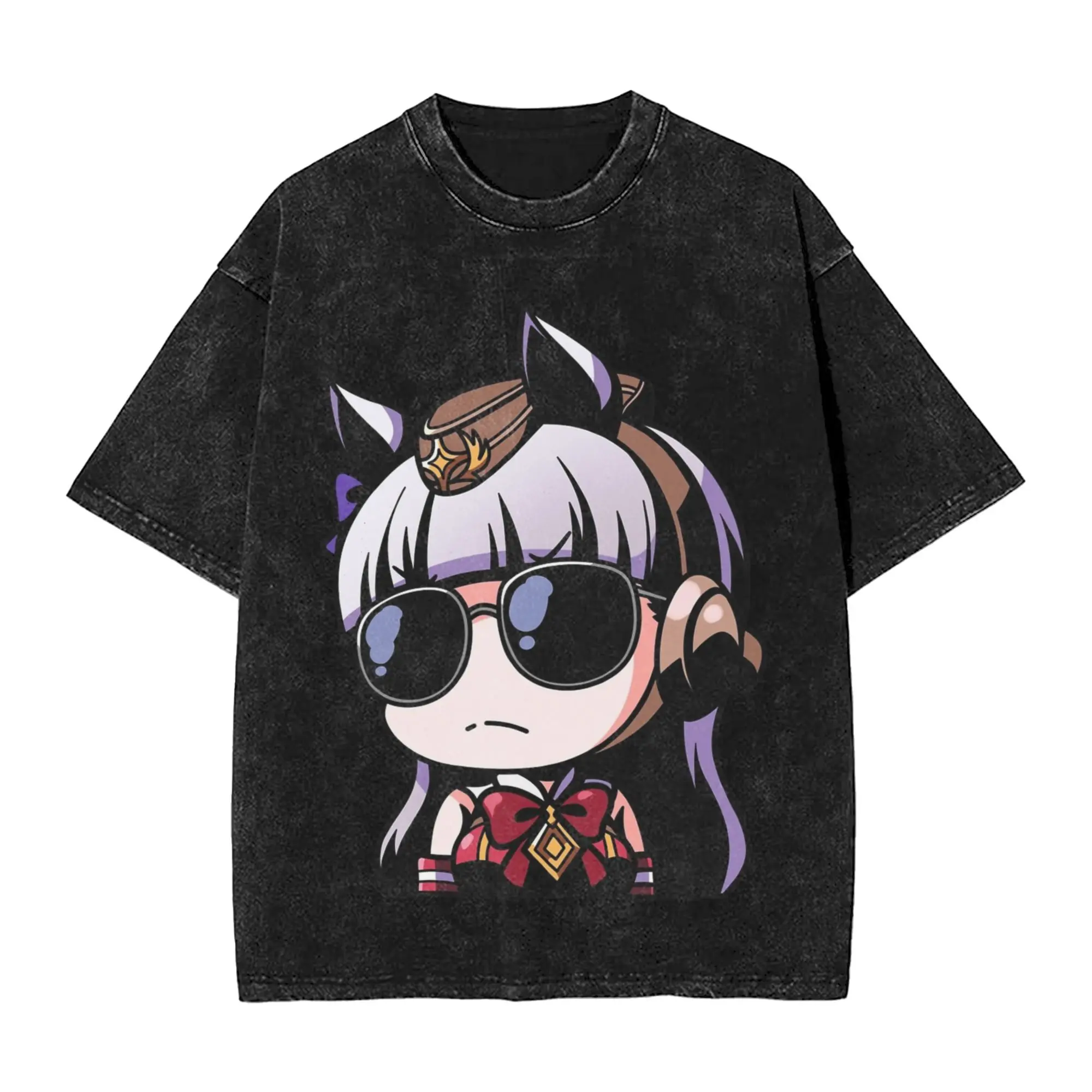 

Gold Ship Uma Musume Pretty Derby T Shirts Hip Hop Washed Short Sleeve Harajuku T-Shirts Tops Streetwear Printed Tee Shirt