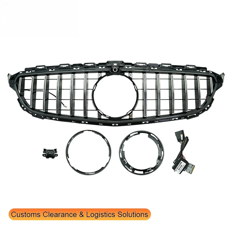 

GUGO New C-Class W205 Front Grille for 2014-2021 Semi-Silver Glossy ABS Plastic Modification Car Grille
