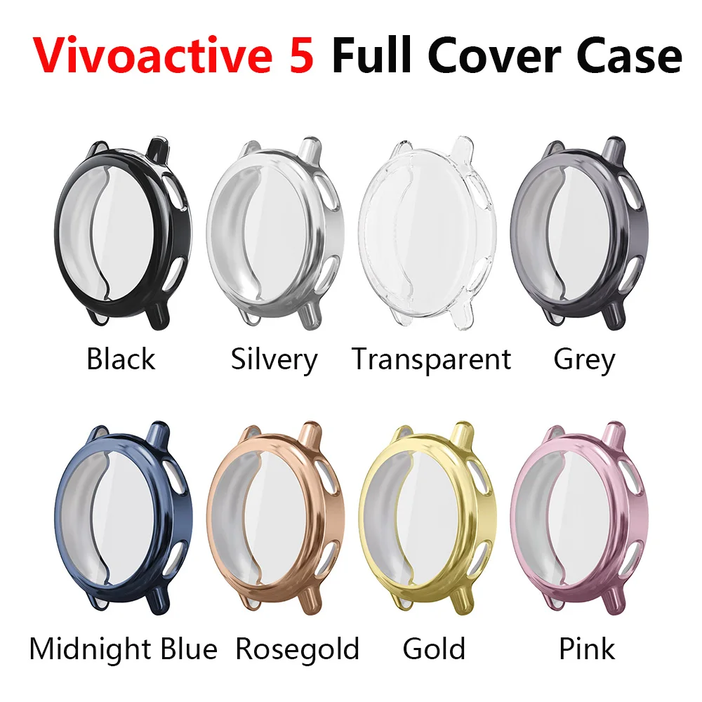 

Full Cover Protective Case for Garmin Vivoactive 5 Soft TPU Full Bumpe Cover Screen Frame Clear Protector