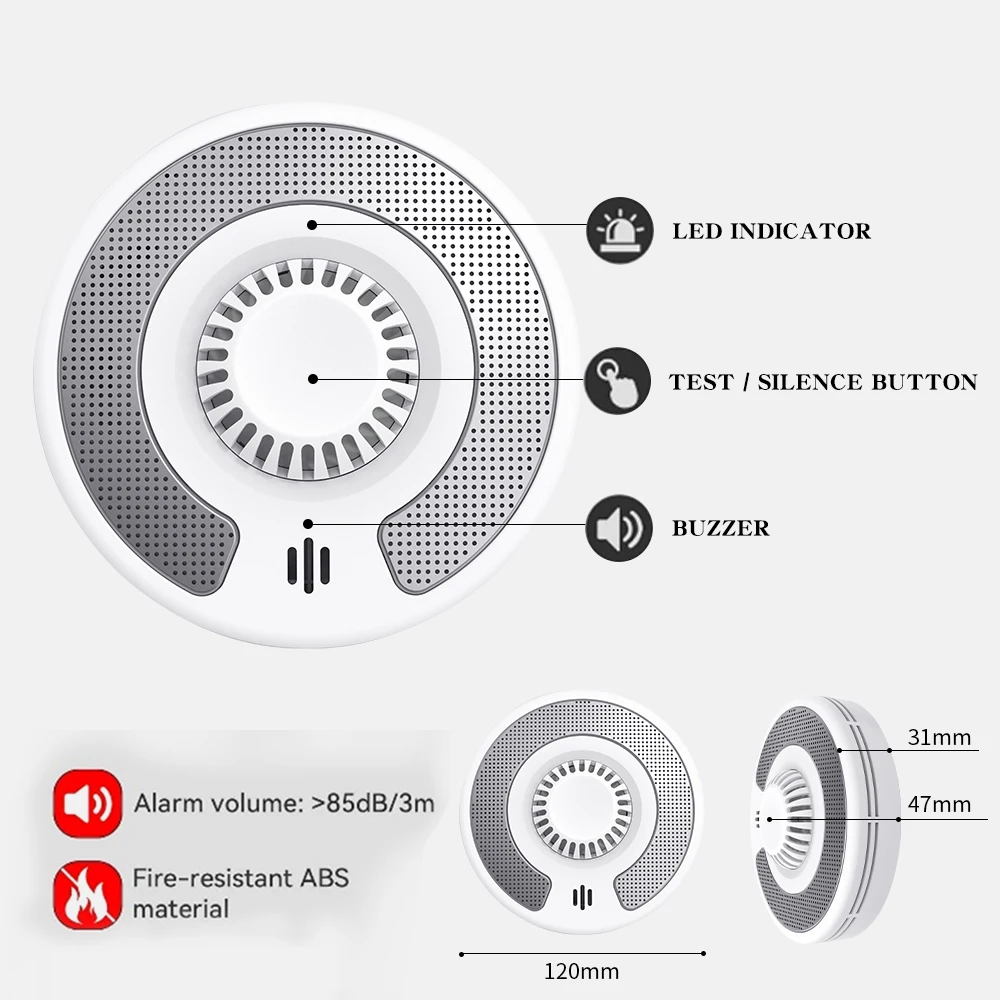 Rilevatore di calore intelligente Wi-Fi con controllo app Tuya, allarme di calore intelligente Tuya con batteria al litio sigillata da 10 anni, BS 5446-2, VH03W, confezione da 2