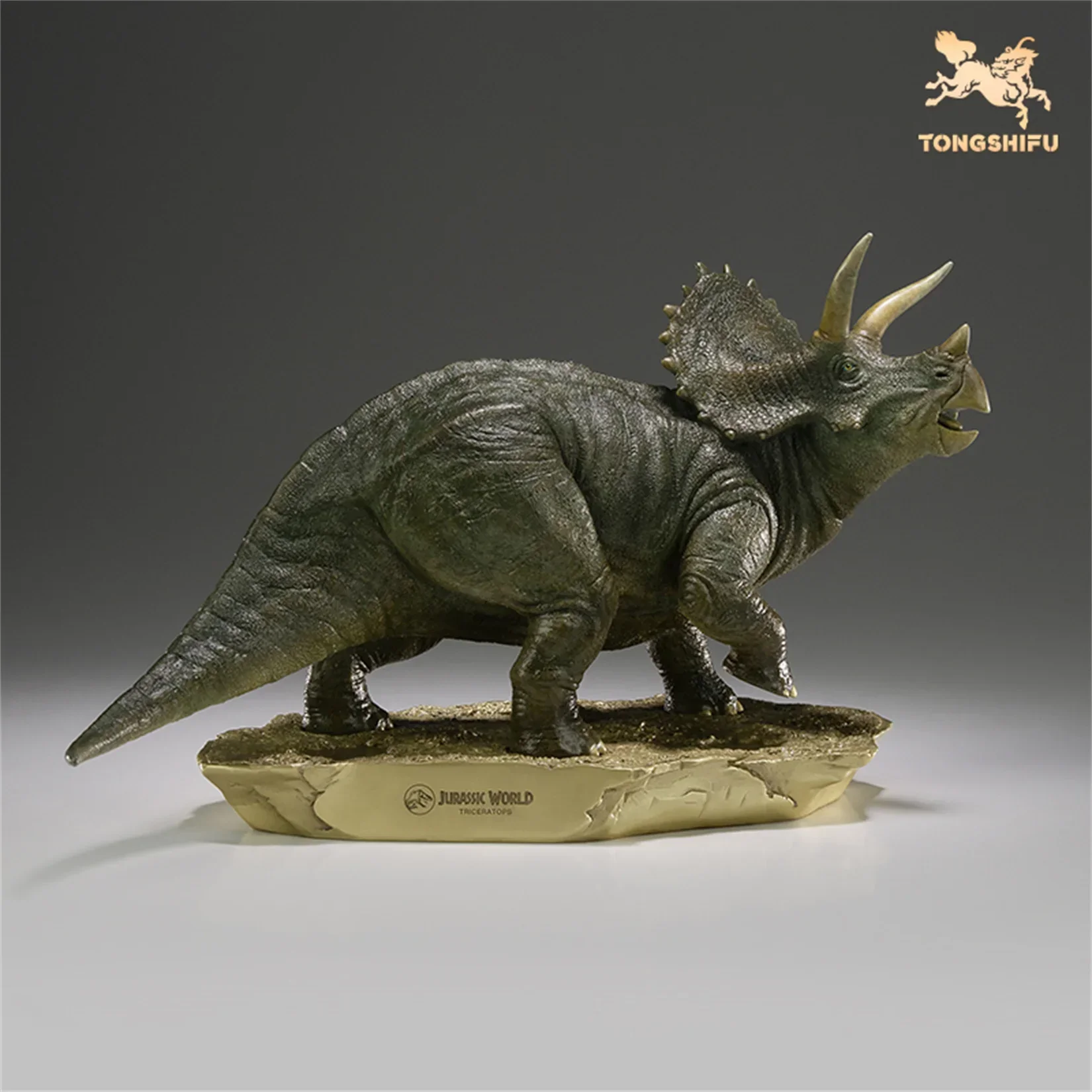 

TONGSHIFU 1/20 Triceratops Model Brass Dinosaur Statue Desk Decoration Adult GK Gift Painted Scene Photography Props