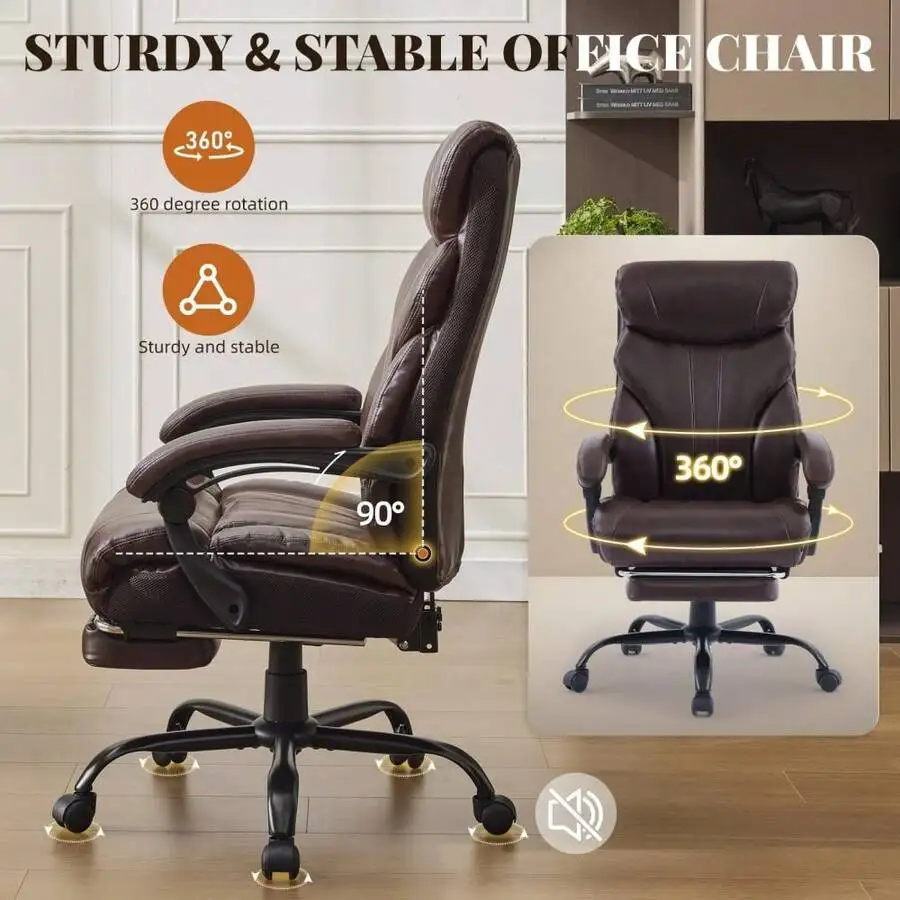 Office Chair, High Back Computer Chair, Ergonomic Office Chair PU Leather With Flip-Up Arms, Comfortable Executive Seat For Home view 5