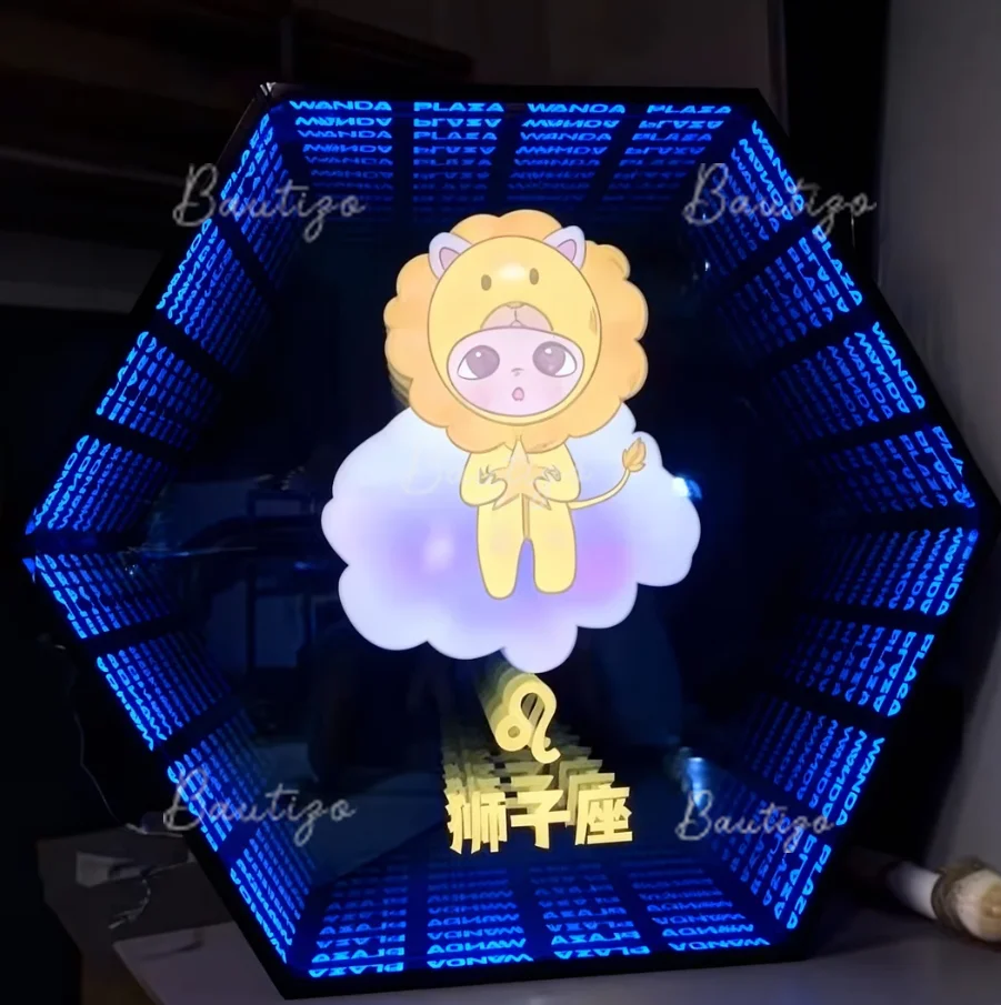 Custom LED 3D Infinity Mirror Light Up Sign Wall of Letters LED 3D Light Modern Geometric Up Advertising Business Art Logo Sign