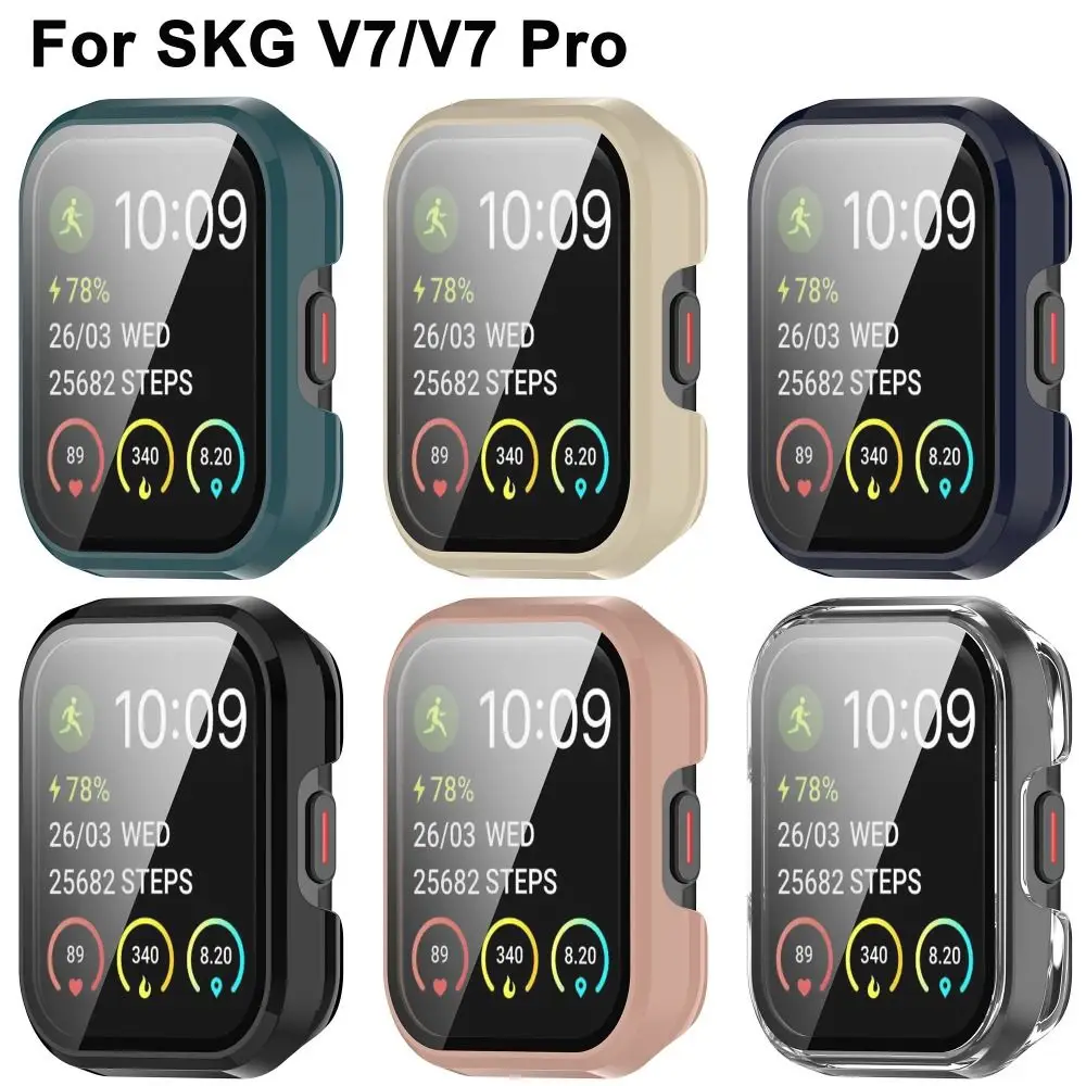 Hard PC+Tempered Protective Case Full Cover Anti-Scratch Screen Protector Smart Watch Accessories Cover Shell for SKG V7/V7 Pro