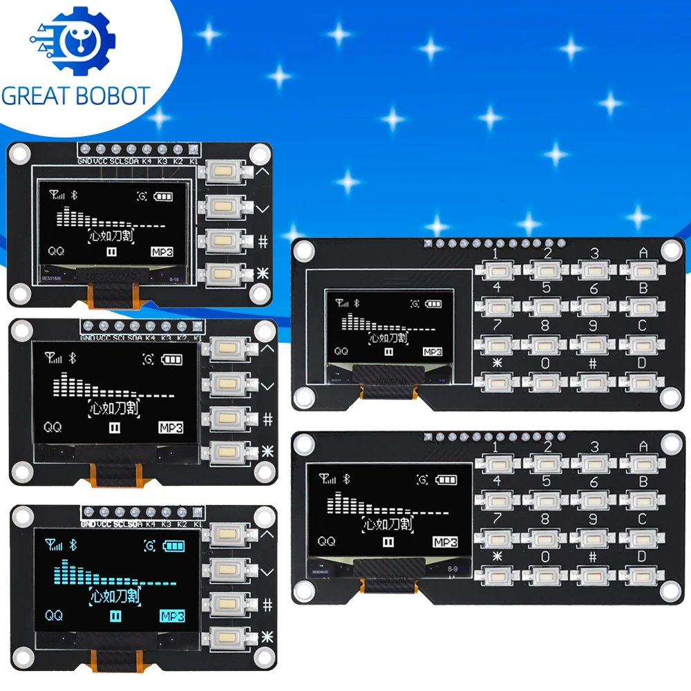 0.96 /1.3 inch OLED display SSD1106 SSD1315 with 4x4 keyboard 16P button Display Module screen module for arduino