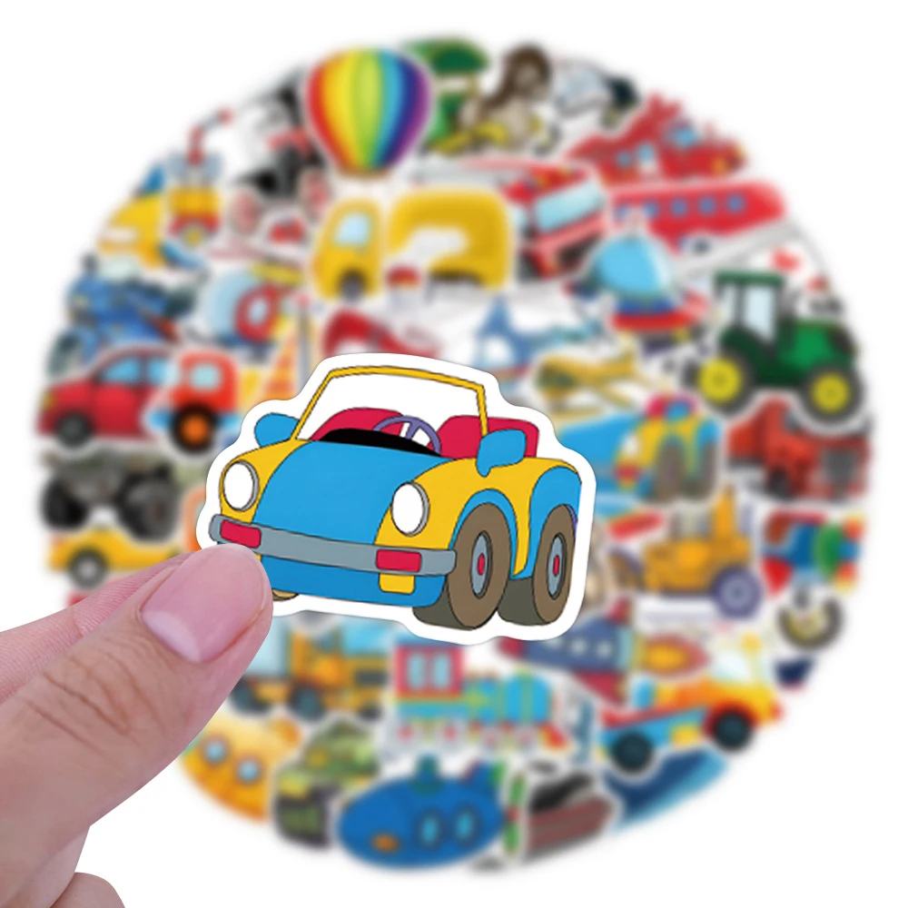 10/30/50/110 قطعة ملصقات النقل الكرتونية لودر أطفال بالريموت كنترول شاحنة طائرة الشارات للهاتف المحمول الغيتار ملصق لطيف