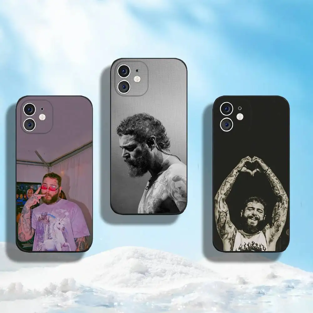 Чехол P-Post-m-Malone для iPhone 17, 16, 15, 14, 13, 12, 11, Pro, Max, Plus, Mini, полностью закрывающий, матовый, премиум-класса, черный