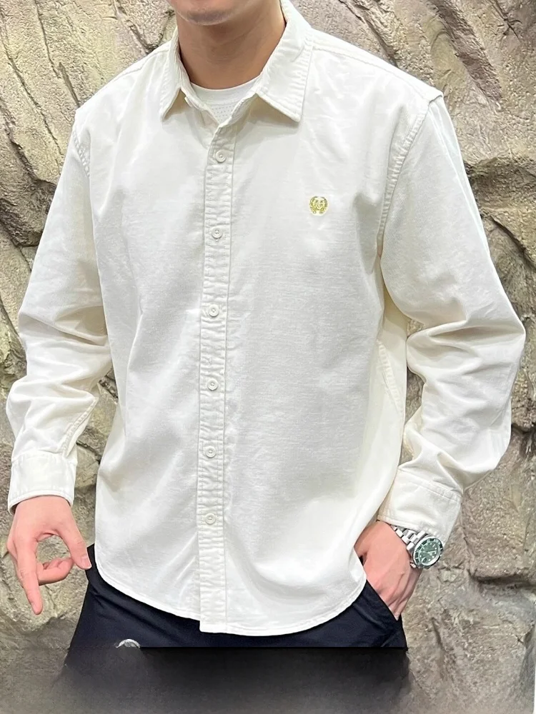 

Soft And Smooth Corduroy Casual Shirt Jacket for Men Vintage Design Turn-down Collar Long Sleeve Breathable Cotton Autumn Wear