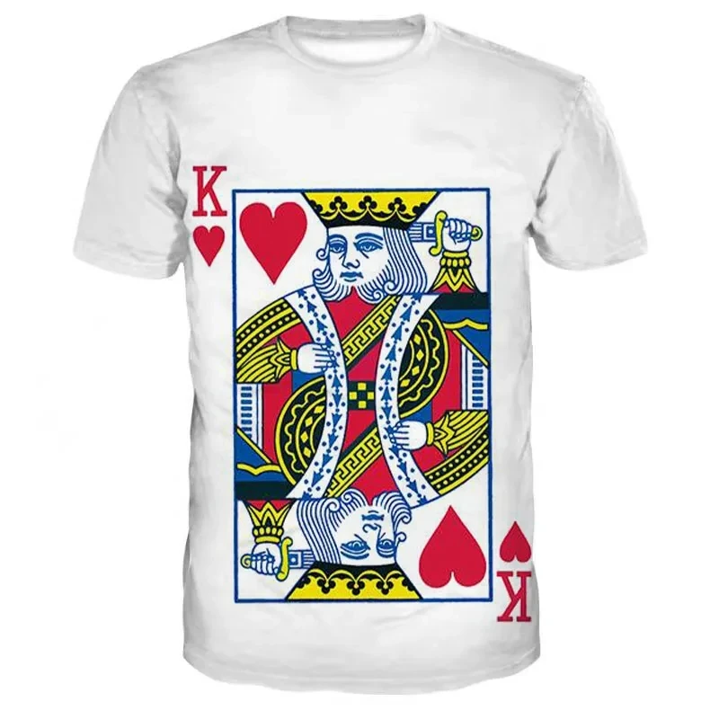 Summer Classic Playing Card Pattern Men's T-shirt Comfortable O-neck Plus Size Short Sleeve Street Harajuku Comfortable Top