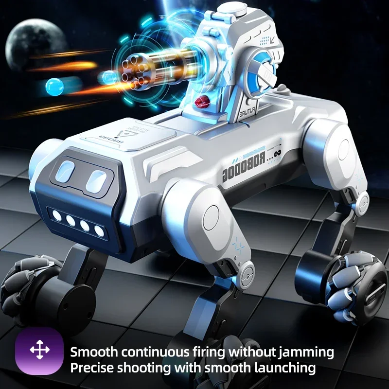 2.4G Remote Control Robot Dog with Singing Dancing Follow Mode 360° Rotating launching Cannon Puppy Toys Gifts For Kid