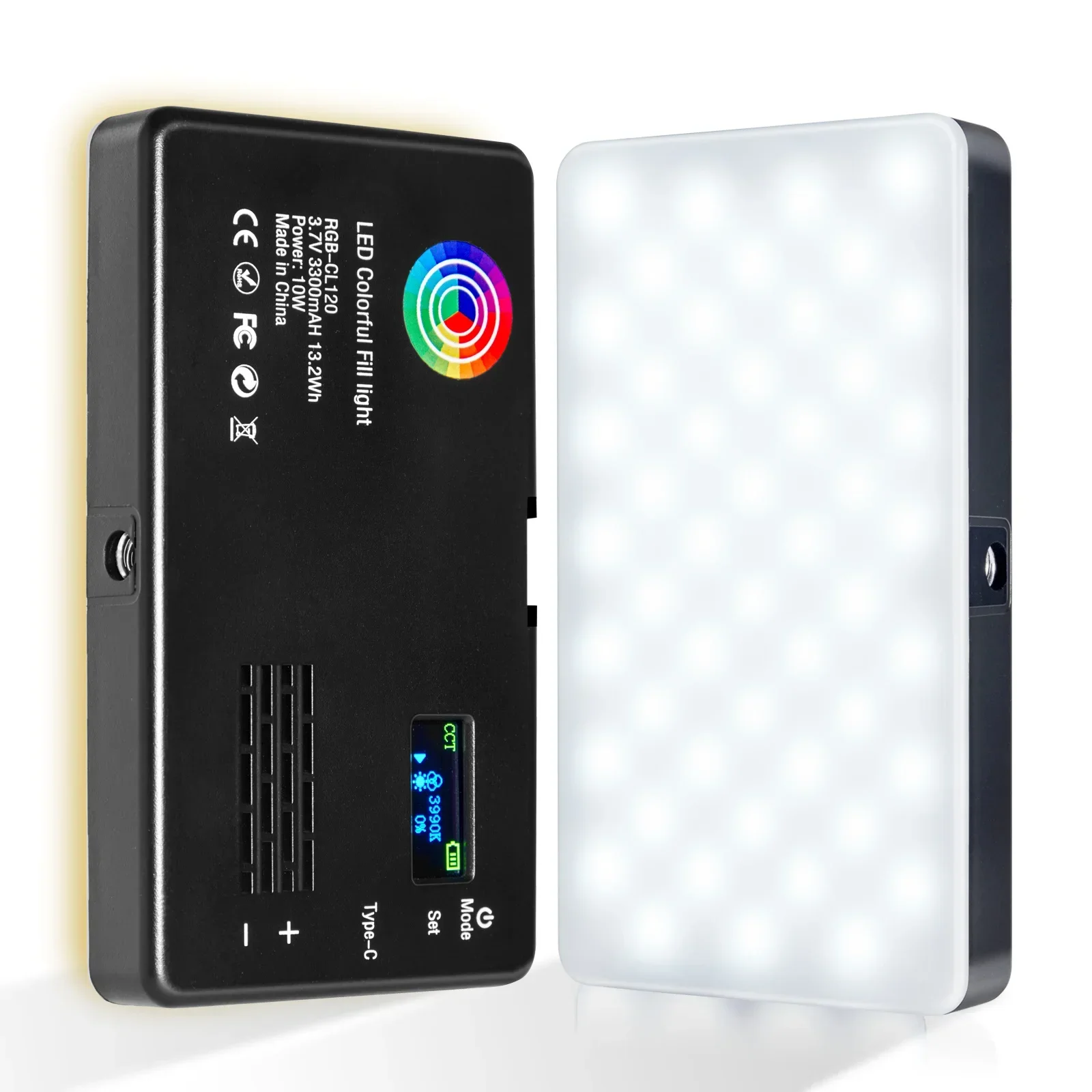 Luz de câmera LED RGB regulável, saída a cores, kit de vídeo, painel bi-color, 2500K-8500K, CRI 95 +