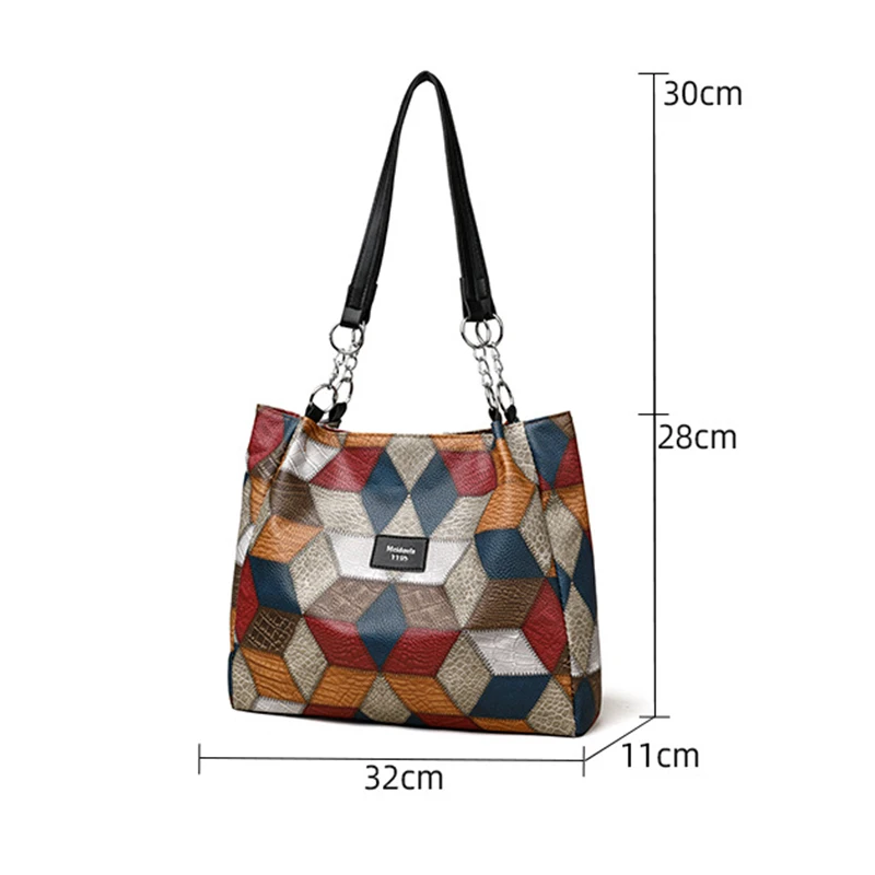 Mode Kontrast Farbe Große Kapazität Weibliche Einkaufstasche PU Leder dame Schulter Tasche Marke Designer frauen Shopper Handtaschen – Detail 18