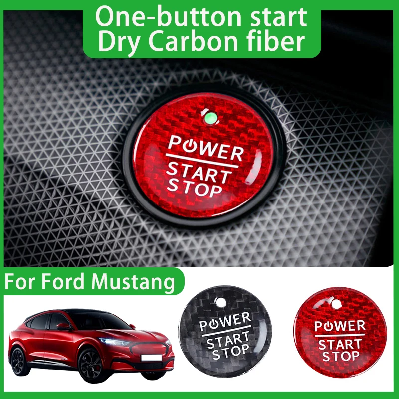 

Car Engine One Button Start Button Decorative Sticker For Ford Mustang Mach-E tram Keyless Carbon Fiber Interior Accessories