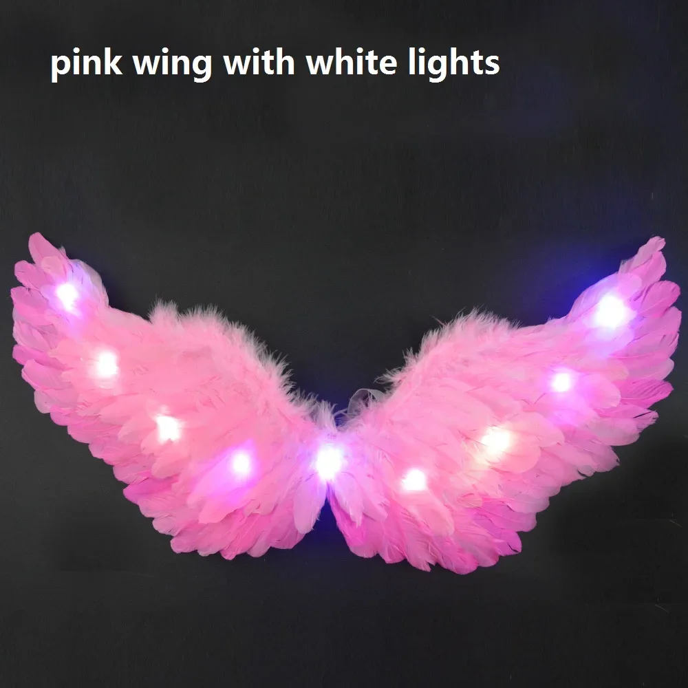 Women Girl LED Glow Light Up Angel Feather Wing Fairy Wings Props Birthday Wedding Party Christmas Halloween Costume Cosplay