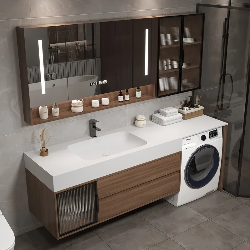 Balcony Slate Hot Bending Integrated Basin Washing Machine Cabinet Combination Modern Simple Bathroom Cabinet Toilet Washbasin
