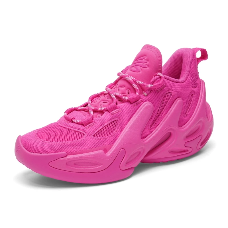 Under Armour basketball shoes for men, pink cushioned low-top practical sports shoes 6007670-652 view 3