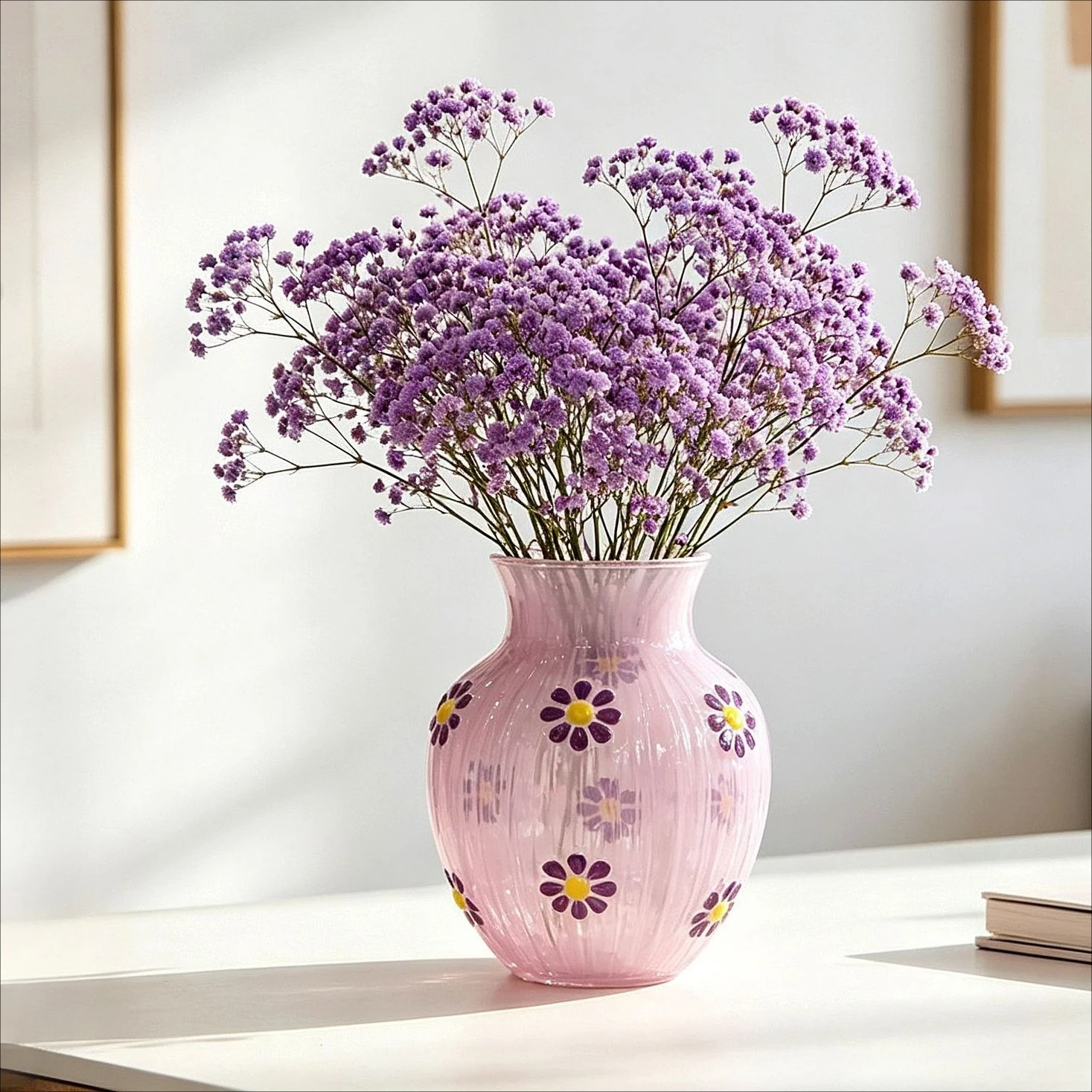 Hand Drawn Flower Glass Vase Nordic Style Daisy Cute Desktop Hydroponic Flower Decoration Ornament Home Illustration Container