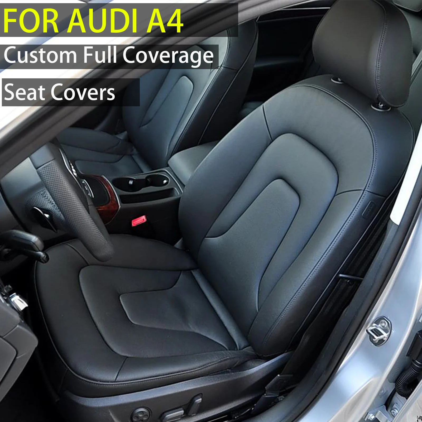 For Audi A4 B8 8K 2007 - 2015 Custom Fitted Artificial Leather Car Seat Covers Full Set Interior Protector Accessories