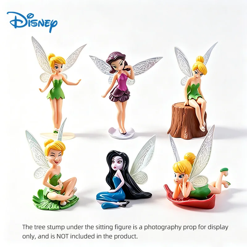 

Disney Tinker Bell Rosetta Fairies 6 Pcs PVC Action Figures Set Collectible Model Toys for Kids Fans Birthday Party Home Decor