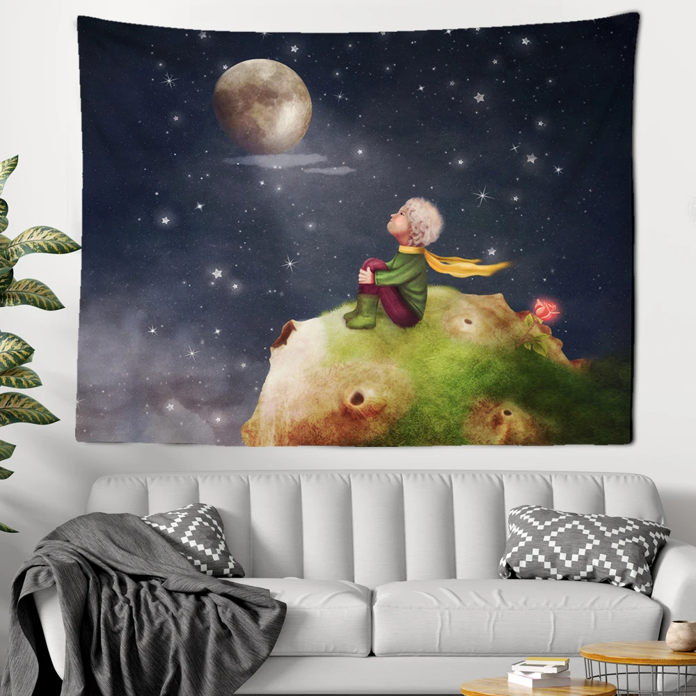 little Prince Tale Dreamland Starry Tapestry  Universe Wall Hanging Room Dorm Tapestries Art Home Psychedelic Children's Room