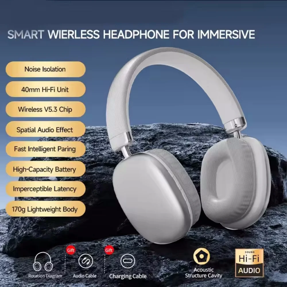 Wireless Bluetooth 5.3 Headset Outdoor Sports Gaming Wireless Headphones with Mic Noise Cancelling Earbuds Bluetooth Earphones