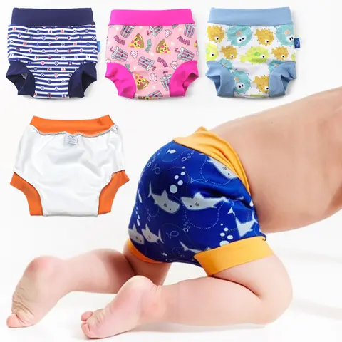Infant Children Training Diapers Pants Nappies Newborn High Waist Swimming Trunks Baby Boys Girls Cartoon Printed Cloth Diaper
