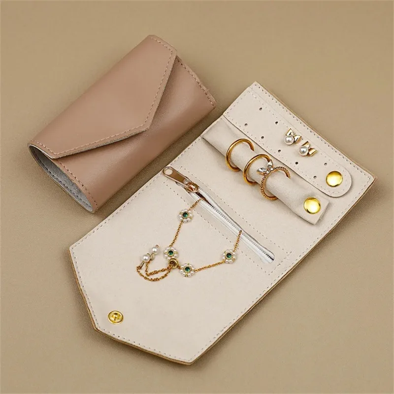 

Portable Jewelry Organizer Bag for Women Travel Multi-functional Earrings Ring Necklace Storage Bag PU Creative Jewelry Roll