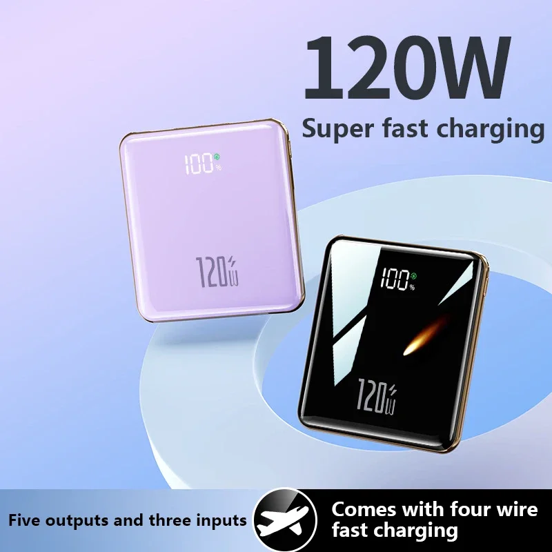 VIVO 50000mAh Ultra Thin Power Bank 120W Super Fast Charging PowerBank 4 in 1 Built-in Cables Compatible with iPhone Samsung - view 5
