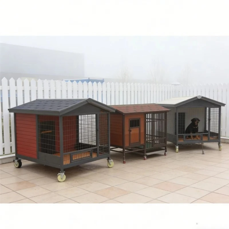 Modern Wooden Pet House Rotating Feeding Bowl Built-in Door Insulated Double-Window Waterproof Easy Clean Partitioned Living