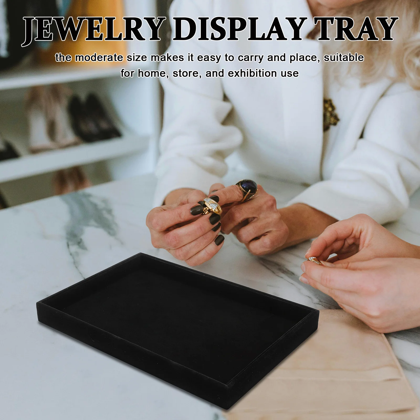 2Pcs Jewelry Display Tray Soft Organizer Tray for Ring Earring Necklace Storage Vanity Showcase Necklace Holder Display