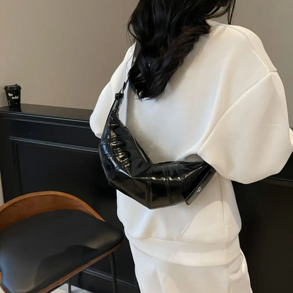 

Милая серебряная сумка-круассан, черная сумка на плечо, сумка для пельменей из искусственной кожи, однотонная сумка через плечо в стиле ретро, уличная сумка