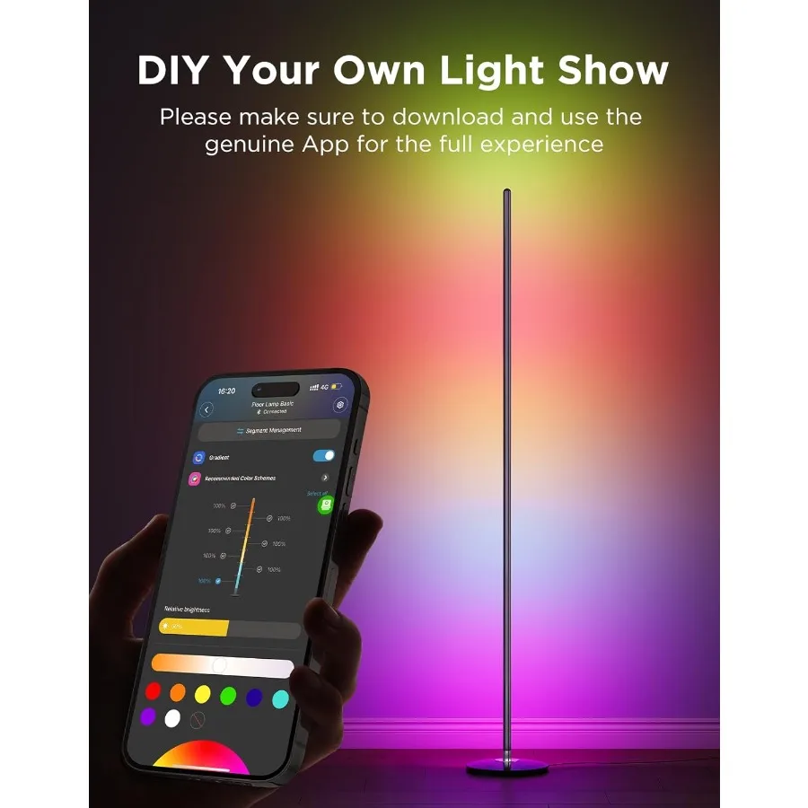 RGBIC Floor Lamp Basic LED Corner Lamp Works with Alexa 1000 Lumen Smart Modern Floor Lamp with Music Sync and 16 Million DIY C image 5