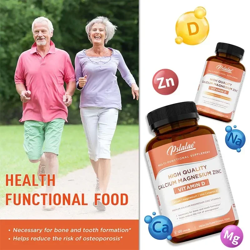 Capsules de zinc et de magnésium de calcium - La vitamine D riche, aide à soutenir les os, les dents, le cœur et améliore la fonction du système immunitaire