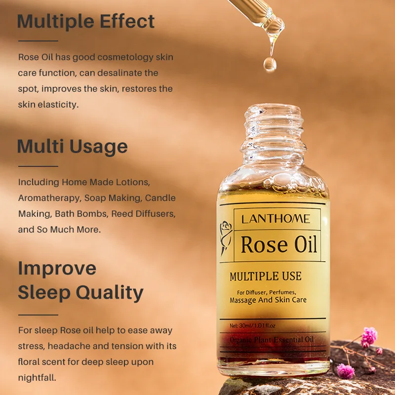 Pure Natural Therapeutic Grade Essential Oils Improve Sleep Quality Freckle Acne Dry Massage Diffuser Skin Care Rose Oil